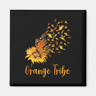 Awareness Sunflower Butterfly Orange Ribbon Tribe  Magnet