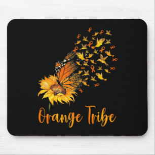 Awareness Sunflower Butterfly Orange Ribbon Tribe  Mouse Pad