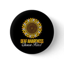 Awareness Sunflower Choose Kind Yellow Ribbon Asl  Button