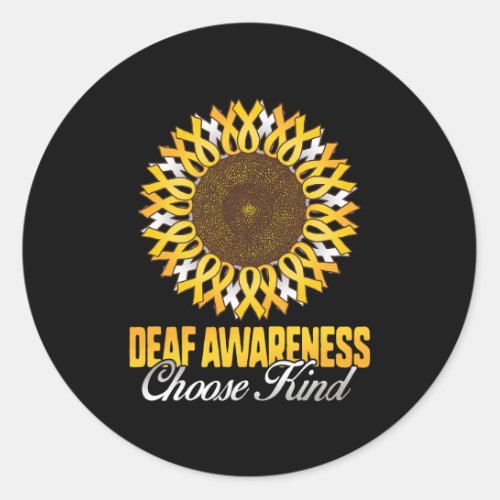 Awareness Sunflower Choose Kind Yellow Ribbon Asl  Classic Round Sticker