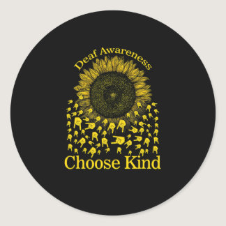 Awareness Sunflower Choose Kind Yellow Ribbon Asl  Classic Round Sticker