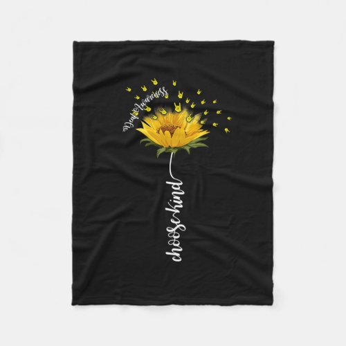 Awareness Sunflower Choose Kind Yellow Ribbon Asl  Fleece Blanket