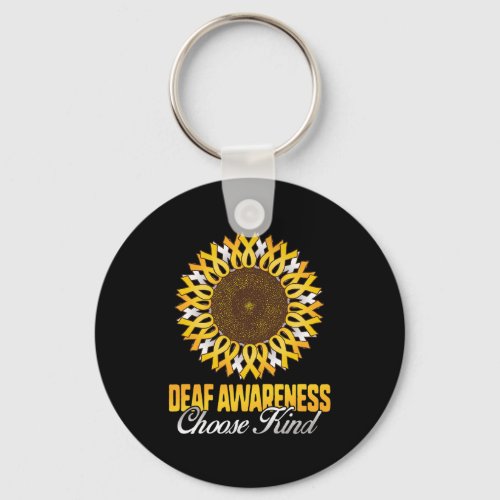 Awareness Sunflower Choose Kind Yellow Ribbon Asl  Keychain