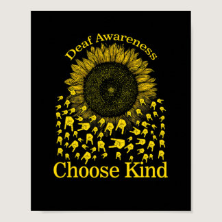 Awareness Sunflower Choose Kind Yellow Ribbon Asl  Poster