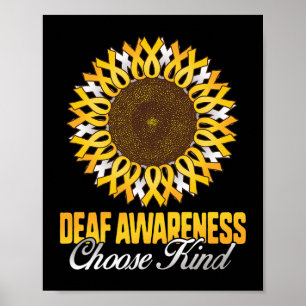Awareness Sunflower Choose Kind Yellow Ribbon Asl Poster