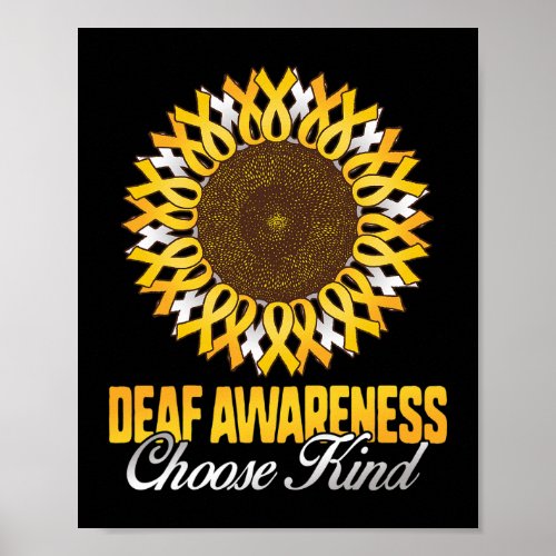 Awareness Sunflower Choose Kind Yellow Ribbon Asl  Poster