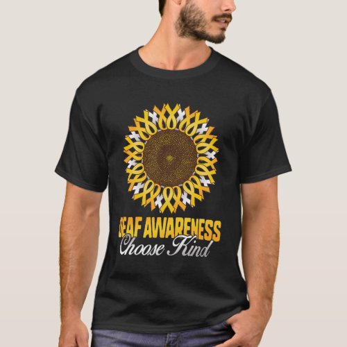 Awareness Sunflower Choose Kind Yellow Ribbon Asl  T_Shirt