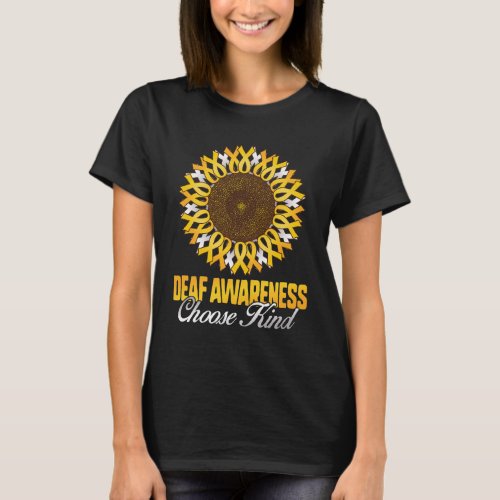 Awareness Sunflower Choose Kind Yellow Ribbon Asl  T_Shirt