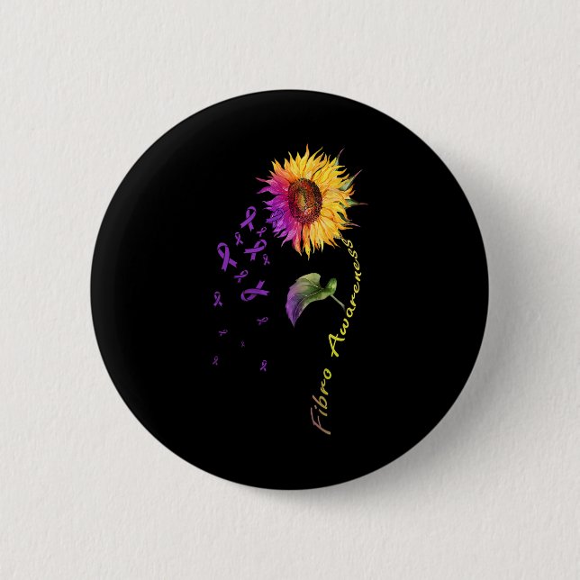 Awareness Sunflower Fibro  Button (Front)