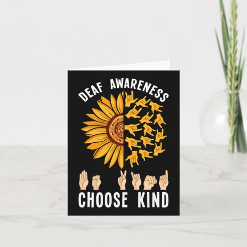 Awareness Sunflower Hand Sign Asl Hearing Loss  Card