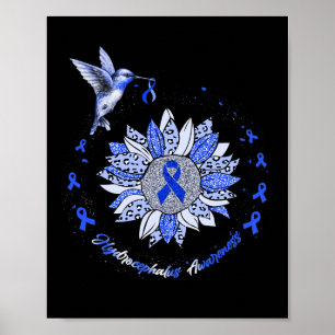 Awareness Sunflower Hummingbird Ribbon  Poster