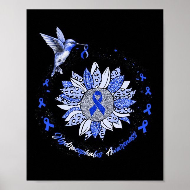 Awareness Sunflower Hummingbird Ribbon  Poster (Front)