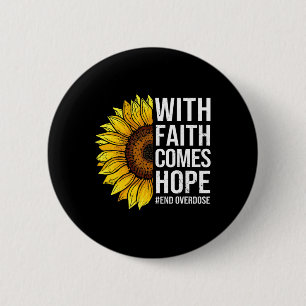 Awareness Sunflower With Faith Comes Hope Button