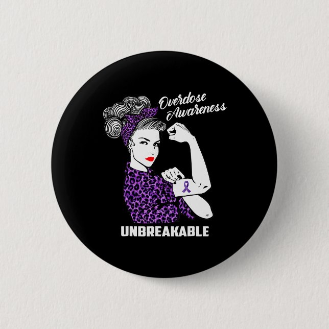 Awareness Support Fighting Women Warrior Leopard  Button (Front)