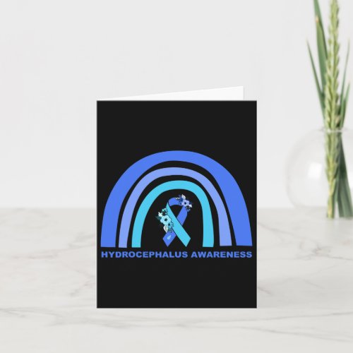 Awareness Support Floral Blue Ribbon Rainbow  Card