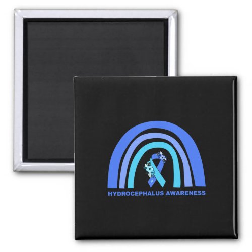 Awareness Support Floral Blue Ribbon Rainbow  Magnet