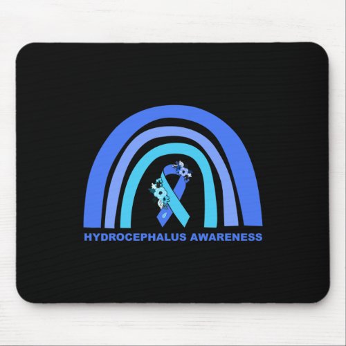 Awareness Support Floral Blue Ribbon Rainbow  Mouse Pad