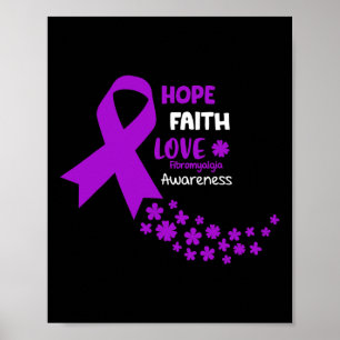 Awareness Tee Hope Faith Love Fibromyalgia Awar Poster
