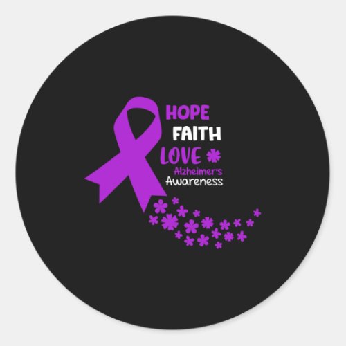 Awareness Tee Hope Faith Love Heimers Awarenes  Classic Round Sticker