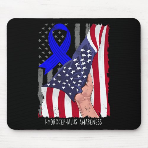 Awareness Vintage American Flag Blue Ribbon  Mouse Pad