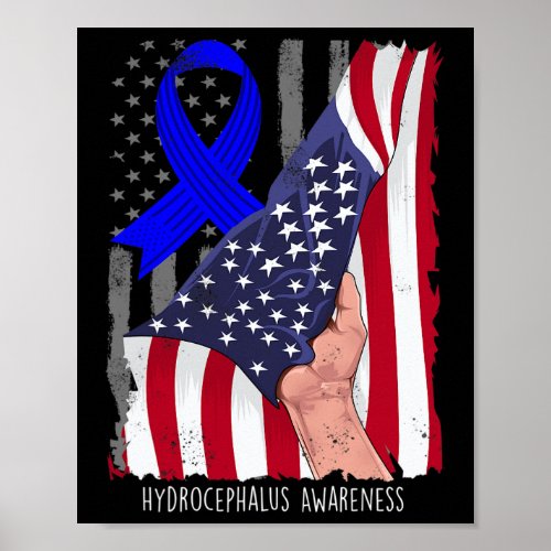 Awareness Vintage American Flag Blue Ribbon  Poster