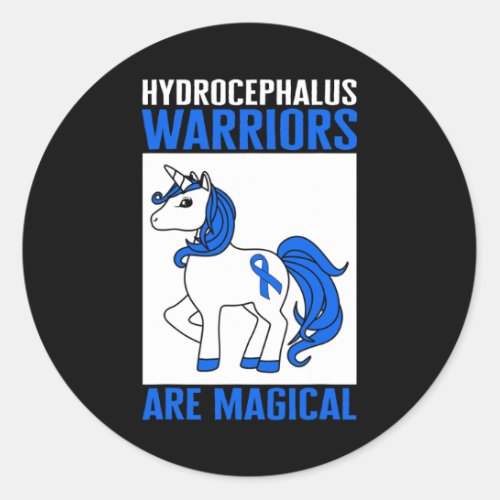Awareness Warrior Magical Unicorn Blue Ribbon 1  Classic Round Sticker