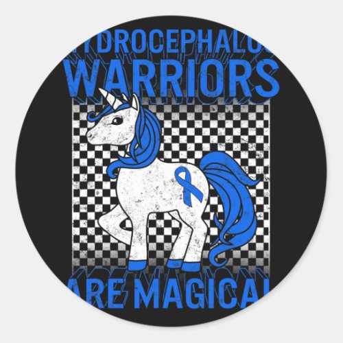 Awareness Warrior Magical Unicorn Blue Ribbon  Classic Round Sticker