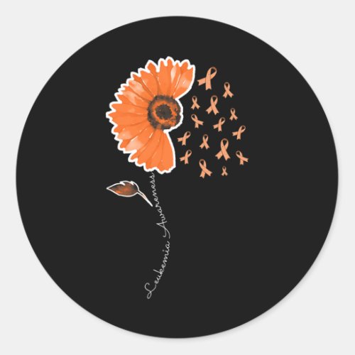 Awareness Warrior Orange Ribbon Sunflower Cute  Classic Round Sticker