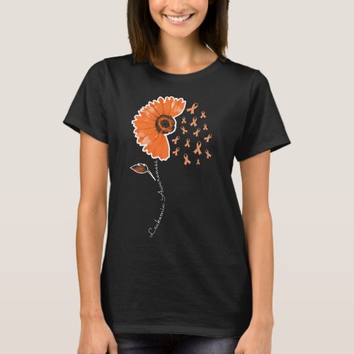 Awareness Warrior Orange Ribbon Sunflower Cute  T_Shirt