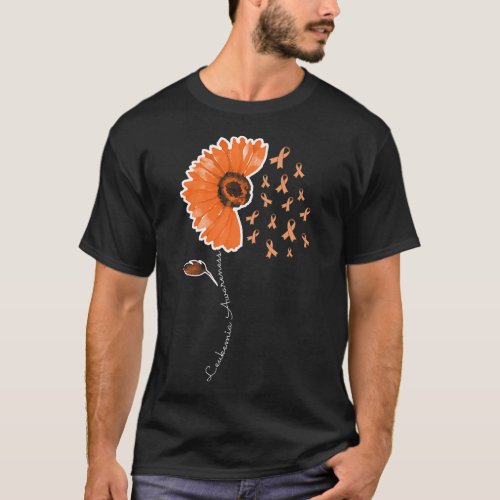 Awareness Warrior Orange Ribbon Sunflower Cute  T_Shirt