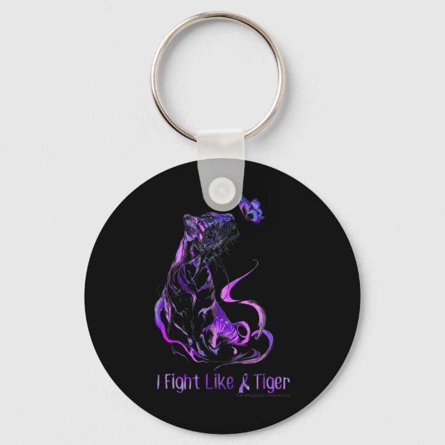 Awareness Warrior Ribbon I Fight Like A Tiger  Keychain (Front)