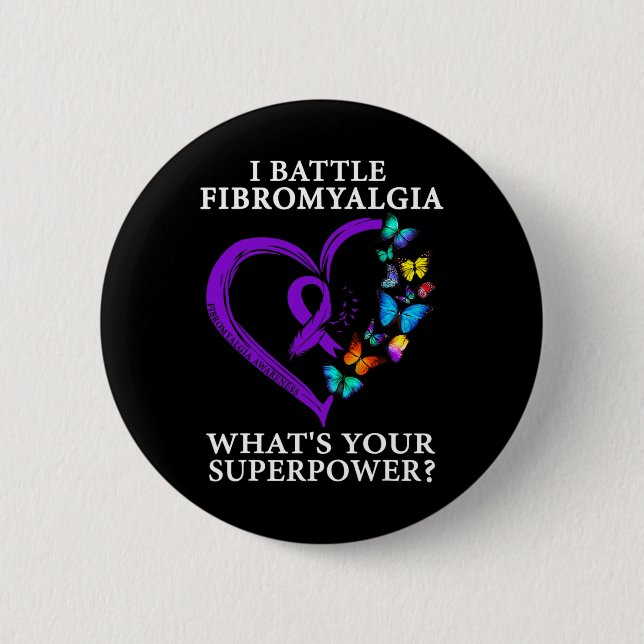 Awareness Warrior Support Purple Ribbon  Button (Front)