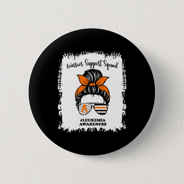 Awareness Warrior Support Squad Messy Bun Matching Button (Front)