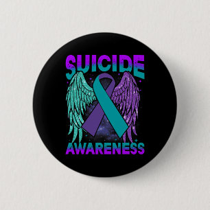Awareness Wings And Ribbon Suicide Prevention 1  Button