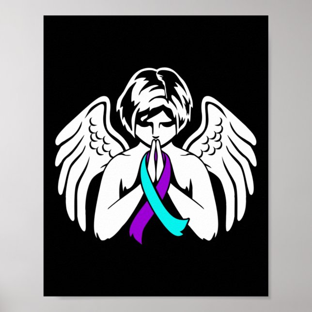 Awareness Wings Angel Ribbon Happy Support Graphic Poster (Front)