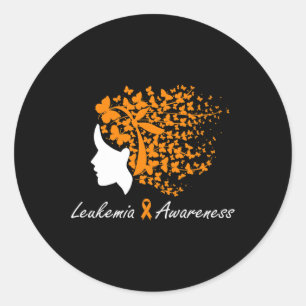 Awareness - Women Butterflies Hair Purple Ribbon  Classic Round Sticker