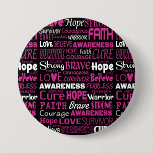 Awareness Words...Breast Cancer Button