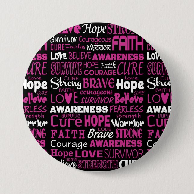 Awareness Words...Breast Cancer Button (Front)