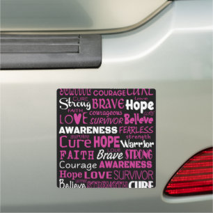Awareness Words...Breast Cancer Car Magnet