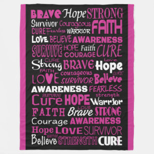 Awareness Words...Breast Cancer Fleece Blanket