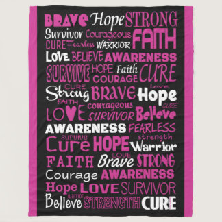 Awareness Words...Breast Cancer Fleece Blanket