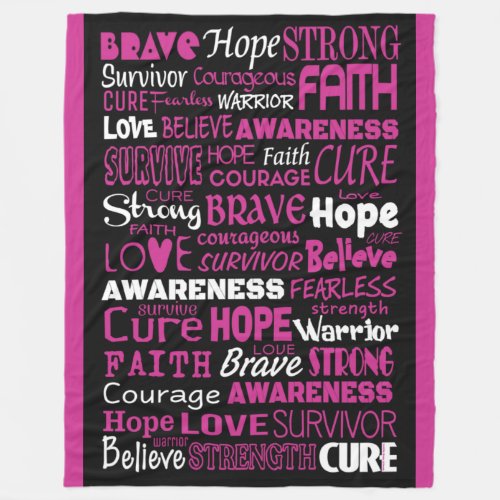 Awareness WordsBreast Cancer Fleece Blanket