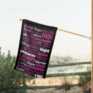 Awareness Words...Breast Cancer House Flag