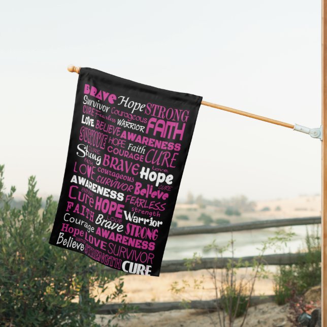 Awareness Words...Breast Cancer House Flag (Insitu (Back))