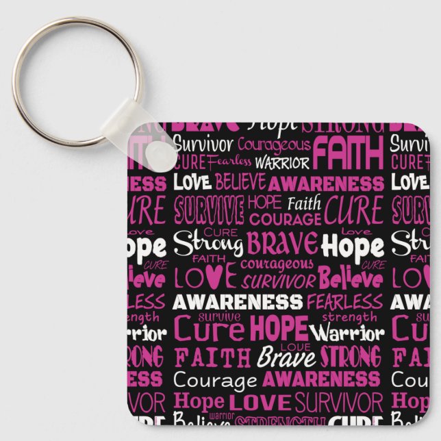 Awareness Words...Breast Cancer Keychain (Front)