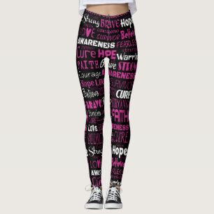 Awareness Words...Breast Cancer Leggings