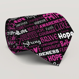 Awareness Words...Breast Cancer Neck Tie