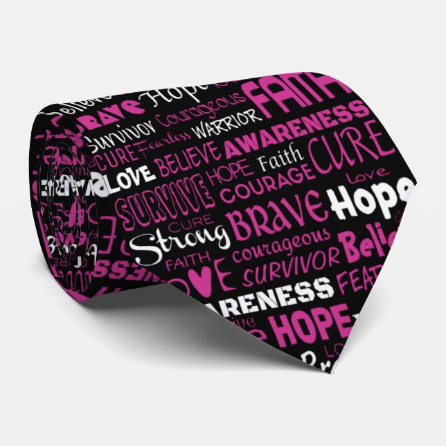 Awareness Words...Breast Cancer Neck Tie (Rolled)