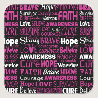 Awareness Words...Breast Cancer Square Sticker