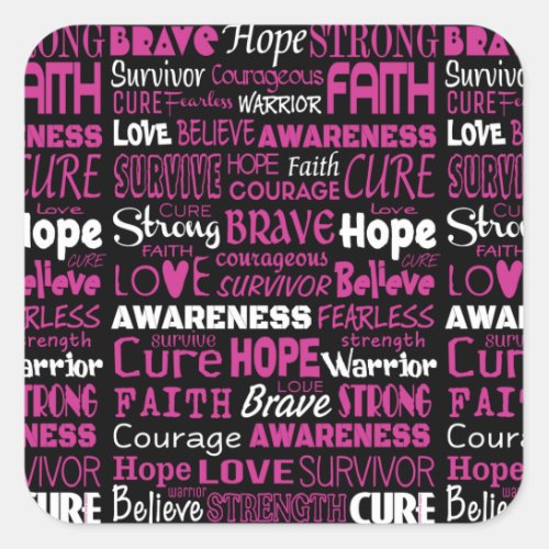Awareness WordsBreast Cancer Square Sticker
